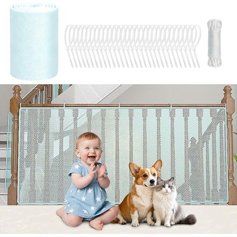 Filet de Sécurité Balcon pour Enfants & Chats – Maille Nylon 3m-6m (Bleu lac, 6M) (1/5)