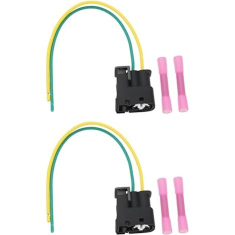 Connecteur de bobine d'allumage 2 broches pour voiture, 2 pièces, compatible avec Renault Avantime DE0 et Clio II BB0, longueur du câble 15cm, dimensions 26,4x24,1mm, avec 4 bornes.