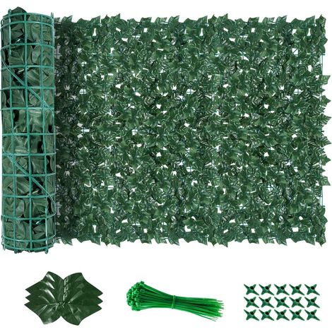Haie Artificielle 1x6M, Mur Vegetal Artificiel Exterieur, Brise Vue Jardin Décoration, Clôture de Feuilles Artificielles, 100 Pcs Serre Cable Plastique (1/5)