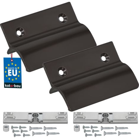 KOTARBAU® Lot de 2 Poignée Porte Fenetre avec Loqueteau - Aluminium - Marron - Poignee de Baie Vitree Coulissante - Poignée de Porte de Terrasse avec Entretoise et Loqueteau (1/4)