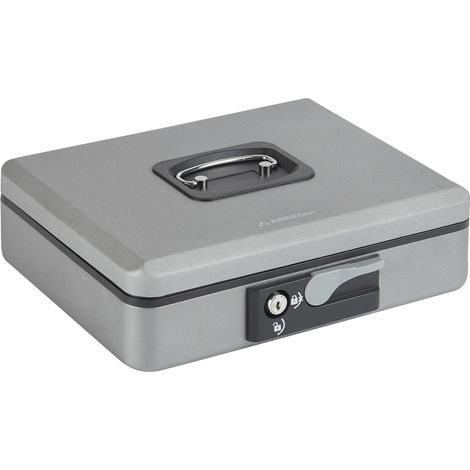 ARREGUI Popup C9746 Geldkassette aus Stahl Geldbox 30 cm breit Abschließbare Kasse mit Geldeinsatz Große Geldkassette mit Schlüssel und Münzeinsatz / Geldeinsatz Geldkasse grau (1/5)