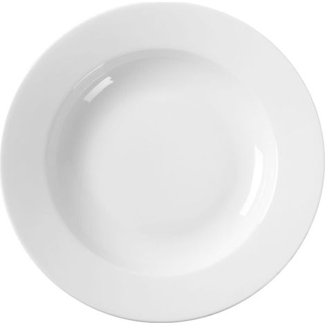 HENDI Piatto fondo, bordi rinforzati, smalto di qualità, resistenza agli impatti e all'usura, adatto al microonde e alla lavastoviglie, ø230mm, porcellana bianca