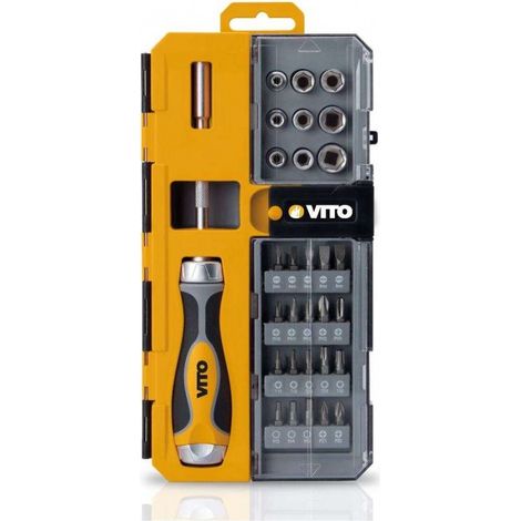 Coffret 30 pièces Magnétiques Tournevis Porte embouts + 20 Embouts de Vissage + 9 Douilles VITO (1/5)