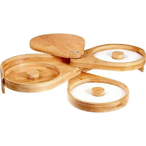 Pot à sel en bambou avec couvercle, boîte de rangement pour épices, sel et condiments, accessoire de cuisine domestique pratique et fonctionnel (1/5)