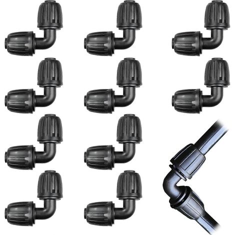 Lot de 10 raccords d'irrigation goutte à goutte automatique, connecteurs coudés universels 1/2 pouce, coudes cannelés, système d'irrigation goutte à goutte (1/5)