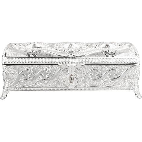 Boîte à Bijoux Vintage Antirouille Doublure Velours Doux Décor Bureau Maison Argentée (1/5)