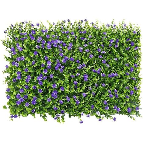 Panneaux de Mur de Gazon Artificiel, 40x60cm Haies Artificielles Panneaux Clôture Topiaire Criblage pour Jardin Extérieur Cour Arrière-Cour Décor (Fleur de Ceinture Violette Eucaly) (1/2)