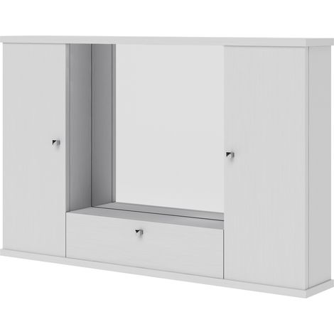 Mobile bagno bianco frassinato 2 ante con specchio e (1/4)