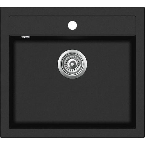 Lavello da cucina in granito vasca singola 56,5 x 51 cm nero 020002323