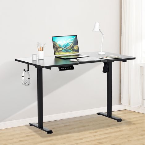 SWANEW Scrivania regolabile in altezza elettrica 120x60cm seduta e in piedi con 4 tastiere a memoria e sistema anticollisione, regolabile in altezza 70-15cm (nero) (1/5)