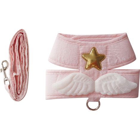 Harnais pour chat avec laisse réglable 4 saisons, gilet universel mignon avec ailes d'ange avec corde de traction de 1,5 m pour chaton rose clair XXL (4-6 kg / 8,8-13,2 lb) (1/5)