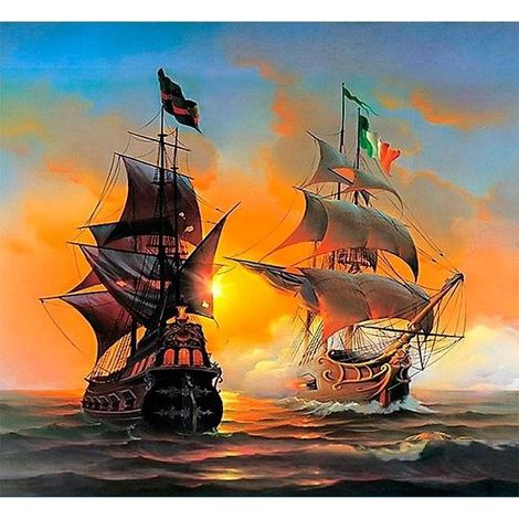 Mosaico de diamantes 5D - Barcos de vela 40x30cm