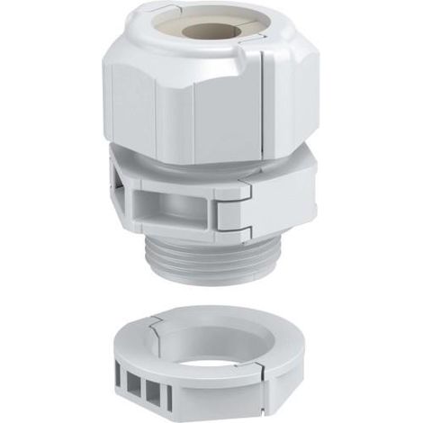 OBO Bettermann Racor pasacables, inserto de estanqueidad divisible, 1 cable M25 Policarbonato gris claro, 2024913
