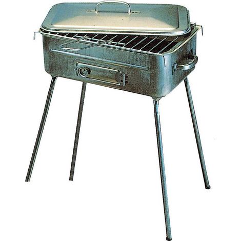 Ferramenta1.Com – Barbecue charbon de bois avec structure en tôle – Grille de cuisson large – Pour cuisson directe et indirecte – Idéal pour professionnels