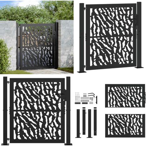 Puerta de jardín negra 100x100 cm de acero con diseño de trazos - Puerta de acero - Puerta de jardín negra