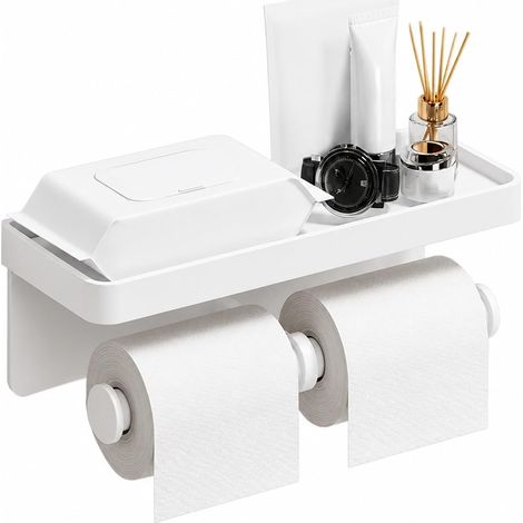 Porte-papier toilette double avec fixation murale étagère de salle (1/5)