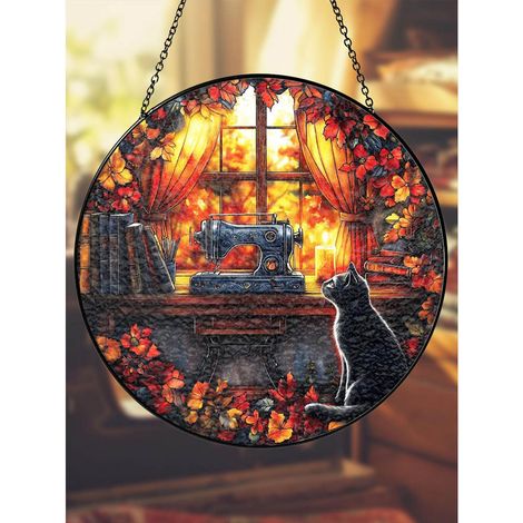 Attrape-soleil en vitrail à thème couture, décoration atelier 25cm pour bricoleurs (1/5)
