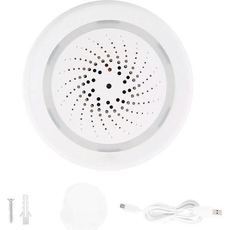 Alarme sirène WiFi intelligente avec alimentation USB, contrôle à distance via application mobile et capteur de température et d'humidité (1/5)
