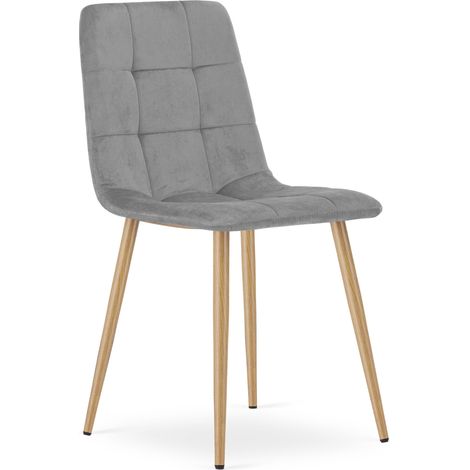 Chaise - leobert - kara - velours gris clairpieds chene - 45 x 505 x 87 cm 211770541 (1/5)