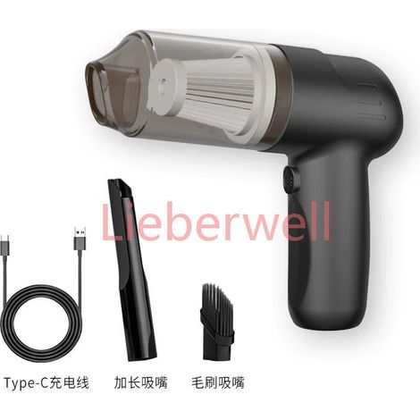 Aspirateur de voiture sans fil portatif, mini aspirateur portable avec forte aspiration pour une utilisation en voiture et à la maison, compact et léger,black