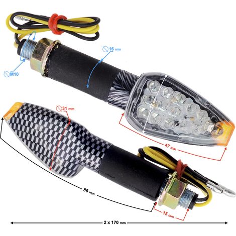 Intermitentes universales MRT-008, LED (14 diodos), color carbono (homologación E). (1/5)
