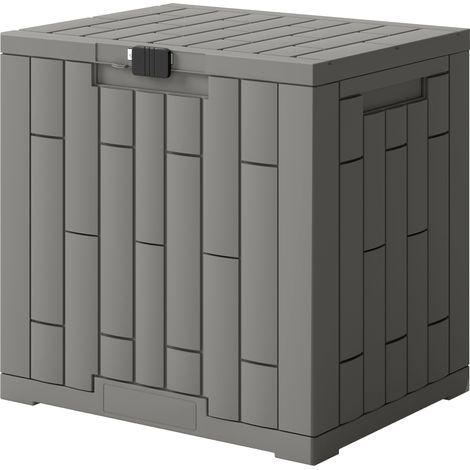 Coffre de jardin 114L résine imperméable anti-UV avec serrure à clé, 56x44x54 cm, Gris