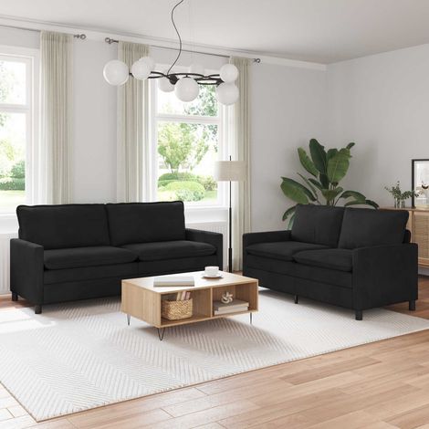 Juego de Sofá 2 pcs Negro Terciopelo