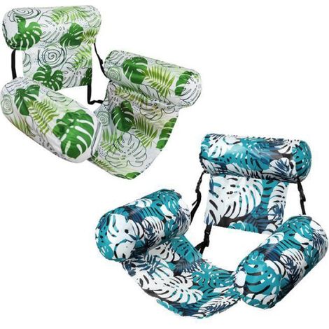 Lot 2 transats flottants gonflables, fauteuil de piscine pour adulte - (1/4)