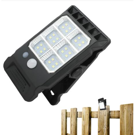 Luz solar con pinza, luz inteligente con sensor para vallas, luz de pared, tres modos, resistente al agua, 24 LED, apta para acampar (luz blanca). (1/5)