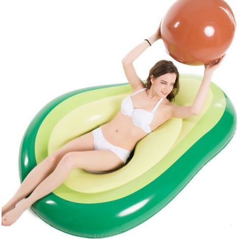 Flotteur gonflable en forme d'avocat pour piscine, avec ballon, idéal pour l'été, la plage, la natation, les fêtes (1/5)