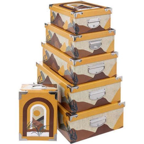 Lot de 6 Boîtes de Rangement "Oasis" 48cm Multicolore (1/2)