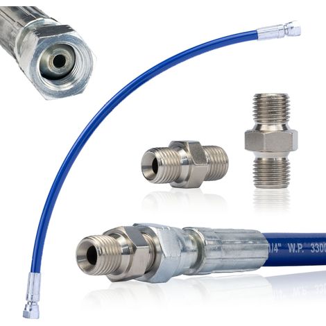 Tubo Alta Pressione 50cm con Adattatore 1/4" – Uretano Super Duro, Flessibile, Resistente al Gelo  Pressione 270 Bar  Verniciatura Universale