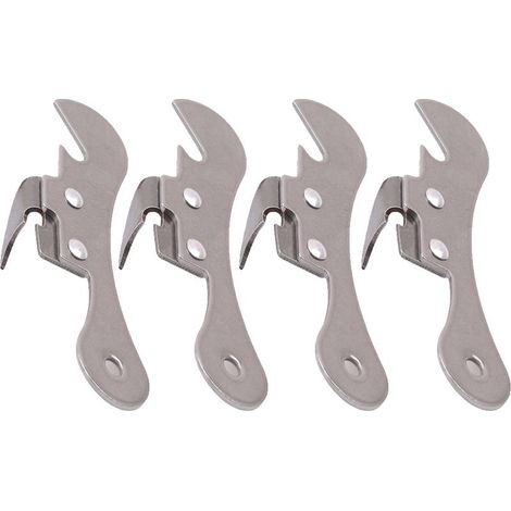 Lot de 4 Ouvre boite, Ouvre boite manuel, Boîte, Acier inoxydable, Argenté, 9,6 cm x 3 cm (1/4)