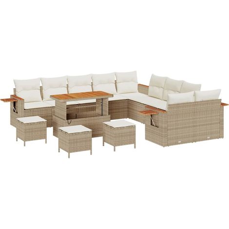 Maison Exclusive - Set Divano da Giardino 18 pcs Beige e Crema polyrattan