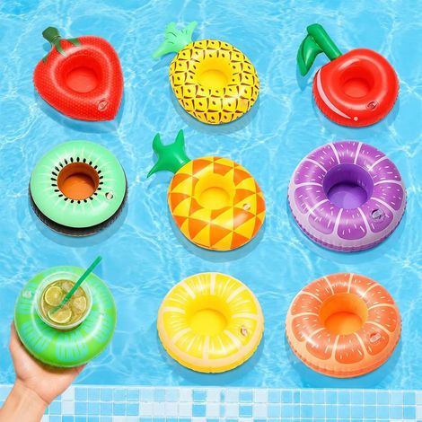 9 Pièces Gobelet De Piscine Porte, Porte Gobelet Gonflable, Porte-Boisson Gonflable, Fruits, sous-Verres, Jouets De Piscine, Plages, Baignoires, Fêtes Estivales Au Bord De La Piscine (1/5)