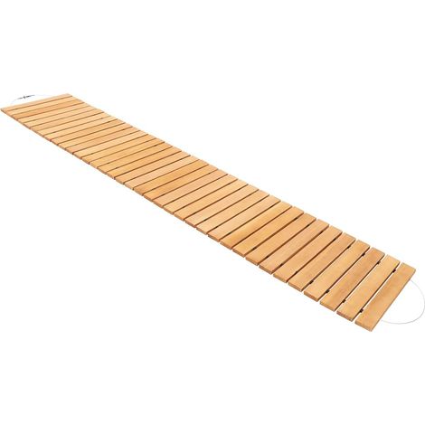 Chemin de Jardin en Bois 240 × 43,5 cm, Lattes 15 mm, Allée de Jardin Enroulable, Résistant aux Intempéries, Conception Drainante, Pour Jardin, Terrasse et Événements