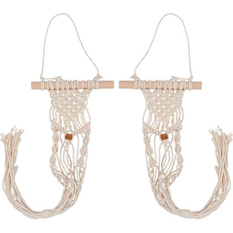 Hemoton Lot de 2 sacs suspendus en corde coton, tissés à la main, optimisant l'espace (1/5)