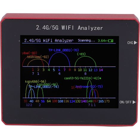 Analizzatore WiFi con schermo TFT a colori da 2,4 pollici in lega di alluminio, compatibile con segnali 2.4G e 5G. (1/5)