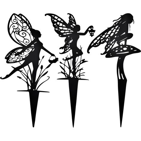 Set mit 3 dekorativen Eisenstatuen für Garten, Hof, Parks, Rasenflächen, Topfpflanzen, Flure usw.