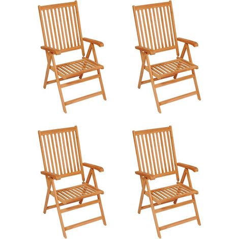 Maison Exclusive - Chaises pliantes, coussins à carreaux rouges, bois de teck massif (4 pièces). (1/5)