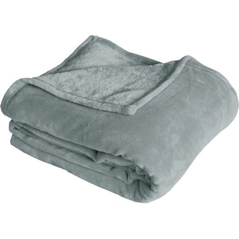 Plaid Polaire Uni "Coral Fleece" 125x150cm Gris Clair