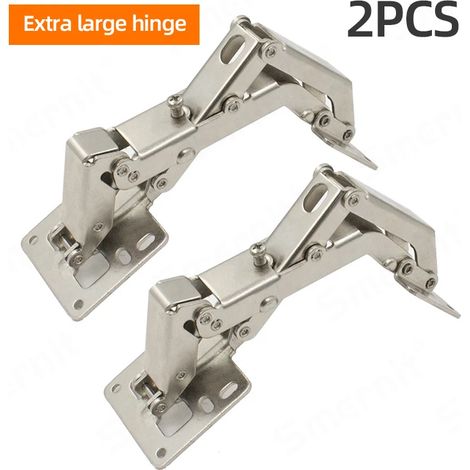 (2 charnières XL) Charnières de quincaillerie pour meubles, sans perçage, pour portes de placards de cuisine et d'armoires, avec vis. (1/5)