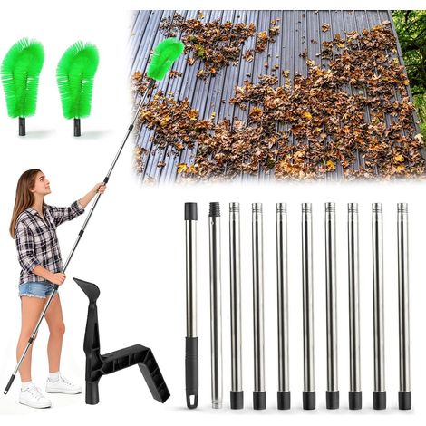 390cm Nettoyage Gouttière, Nettoyeur Gouttière Télescopique, Brosse pour Gouttières et Pelle de Nettoyage 2 en 1, Nettoyeur de Toiture pour Nettoyer Les Feuilles, la Saleté, Les Gouttières (1/5)