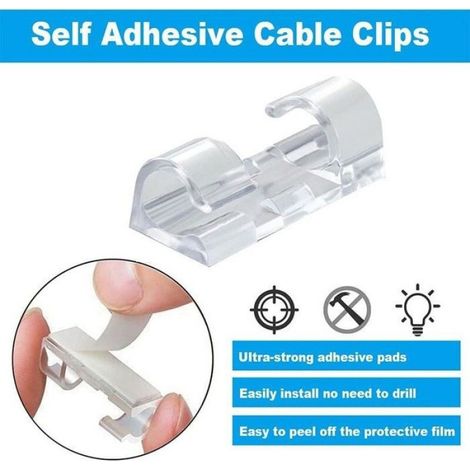 Clips Câbles Auto-Adhésifs - - 40 Pièces - 33mm - Transparent - Organisation Fils (1/4)