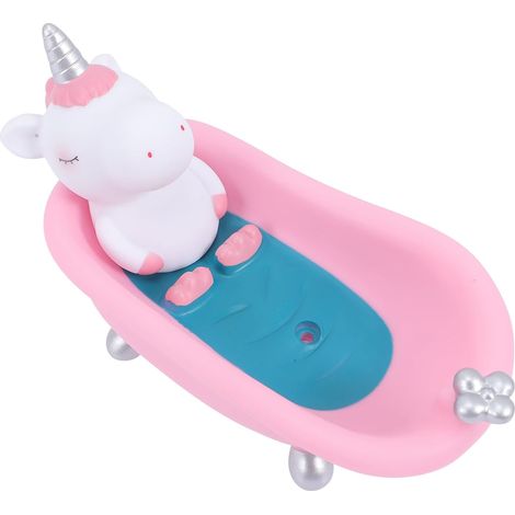 Porte-savonnette Licorne en Céramique Rose, Boîte à Savonnette Dessin Animé Pratique et Décorative pour Bébé, Salle de Bain Bain des Tout-Petits (1/5)