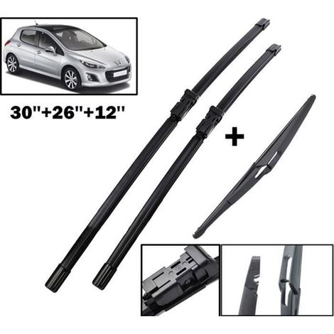KLVGTIFS PULot de 3 pièces balais d'essuie-glace de pare-brise pour Peugeot 308 308SW T7 30" +26" +12"