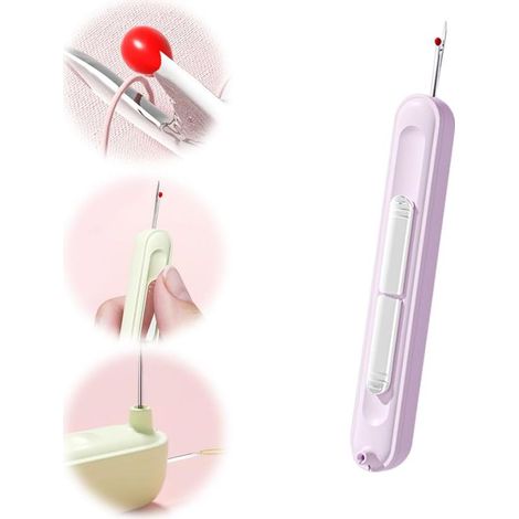 Enfile-aiguille 2 en 1, découseur extensible pour couture, outil de retrait de fil pour couture à la main, tricot, point de croix, broderie et retrait de fil (1/3)