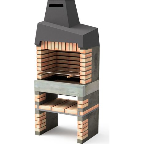MOVELAR - Barbacoa de Obra Prefabricada de Leña y Carbón Modelo California Plus (Gris, Naranja - 86,5 x 58 x 215 cm) REF: 8890/2 - Cocina de Exterior con Chimenea para Jardín y Terraza (1/5)
