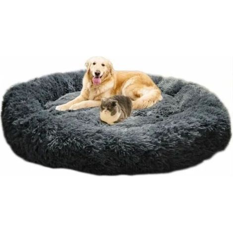 Lit Moelleux Rond Pour Chat Et Chien Extra Large Lavable Avec Coussin Corbeille et panier pour chien 50x50cm Gris (1/5)