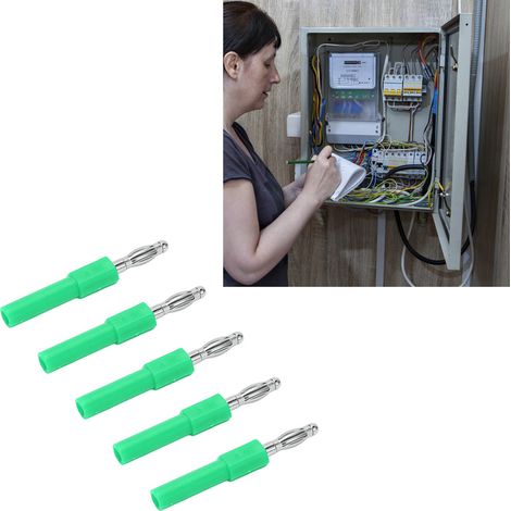 Adaptateur de fiche banane mâle 4 mm vers femelle 2 mm J.20012, adapté aux sondes de multimètre, vendu par paquets de 5 (vert). (1/5)